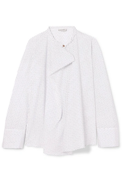 Shop Lemaire Pinstriped Cotton-poplin Blouse In White