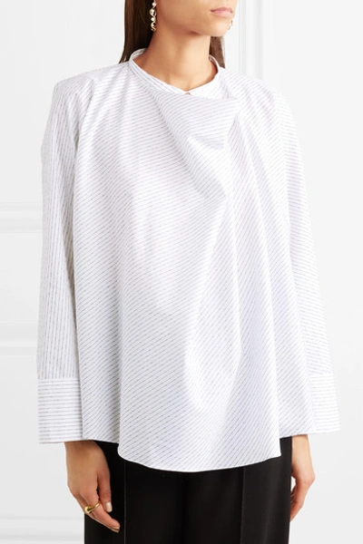 Shop Lemaire Pinstriped Cotton-poplin Blouse In White