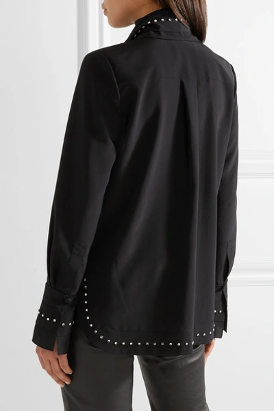 Shop Chloé Crystal-embellished Silk Crepe De Chine Blouse In Black