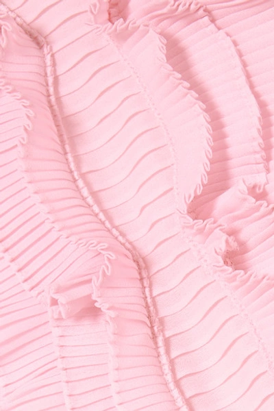 Shop Prada Ruffled Organza Blouse In Pastel Pink