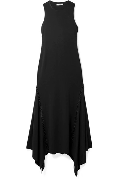 Shop The Row Ojoie Silk Satin-paneled Stretch-cady Midi Dress In Black