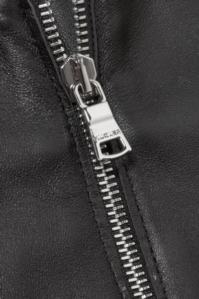 Shop Mugler Striped Leather Mini Skirt In Black