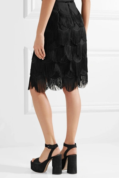 Shop Marc Jacobs Fringed Crepe Skirt In Black