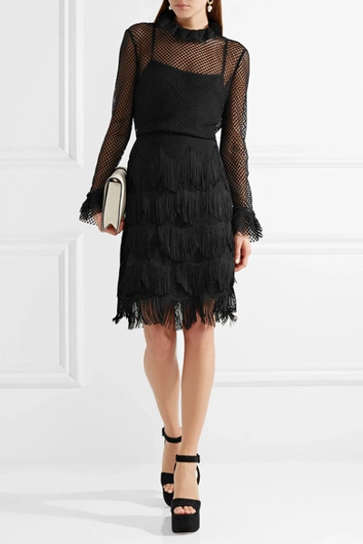 Shop Marc Jacobs Fringed Crepe Skirt In Black