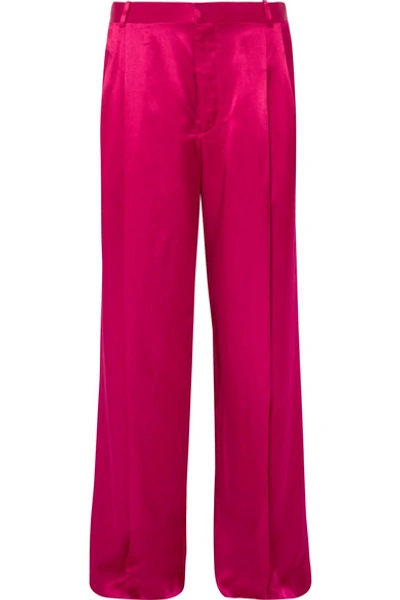 Shop Givenchy Satin Wide-leg Pants In Fuchsia