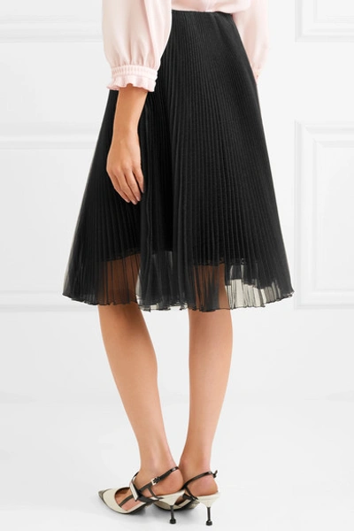 Shop Prada Plissé-organza Skirt In Black