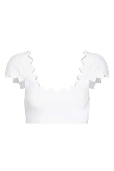 Shop Marysia Mexico Scalloped Bikini Top In White