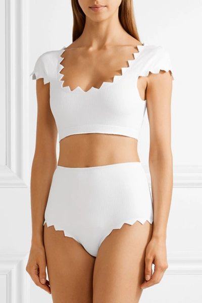 Shop Marysia Mexico Scalloped Bikini Top In White