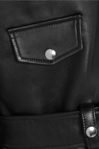 Shop Acne Studios Myrtle Oversized Leather Biker Jacket In Black