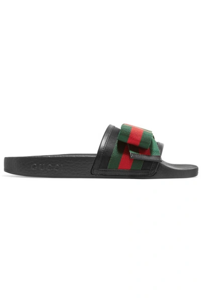 Shop Gucci Bow-embellished Satin And Rubber Slides