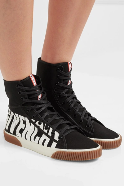 Shop Givenchy Logo-print Canvas High-top Sneakers In Black