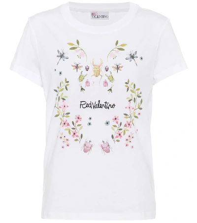 Shop Red Valentino Printed Cotton T-shirt In White