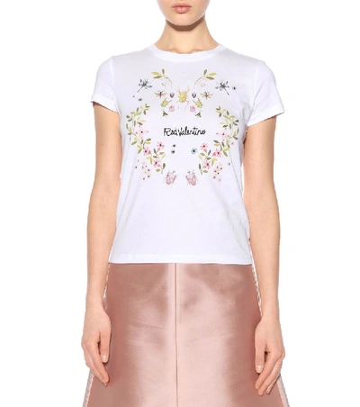 Shop Red Valentino Printed Cotton T-shirt In White