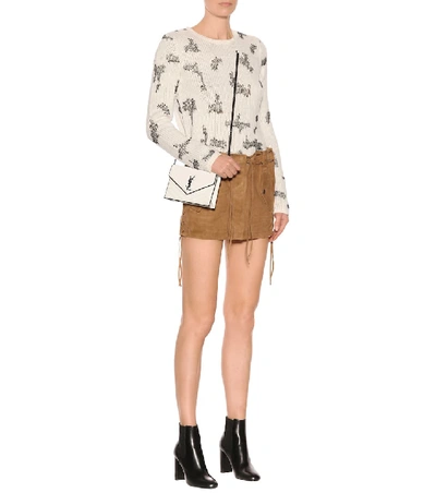 Shop Saint Laurent Suede Miniskirt In Brown