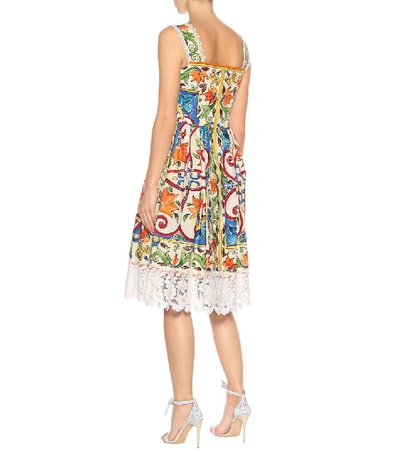 Shop Dolce & Gabbana Sleeveless Printed Cotton Dress In Multicoloured