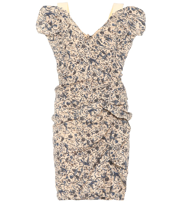 Etoile Isabel Marant Topaz Ruffled Printed Linen Mini Dress In Beige ...
