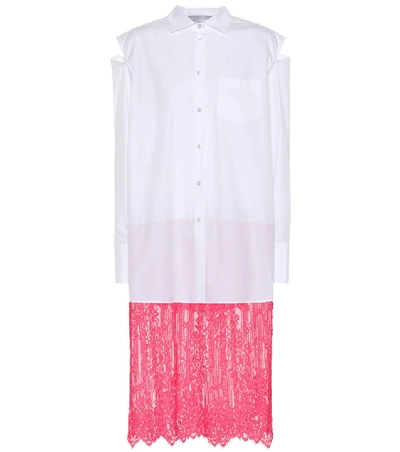 Shop Valentino Cotton And Lace Dress In Pink