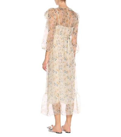 Shop Rochas Floral-printed Silk Dress In Beige