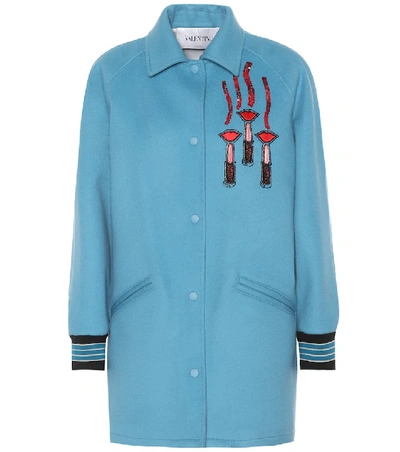 Shop Valentino Wool And Cashmere Jacket In Blue