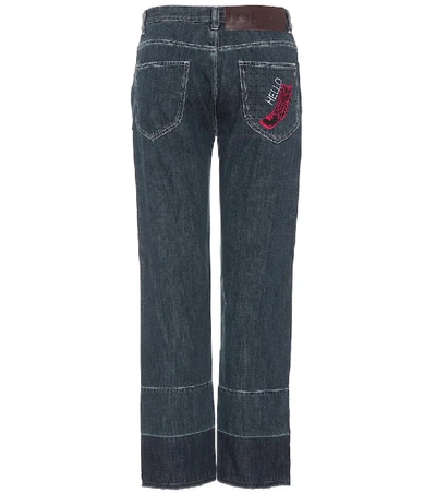 Shop Loewe Embroidered High-waisted Jeans In Female