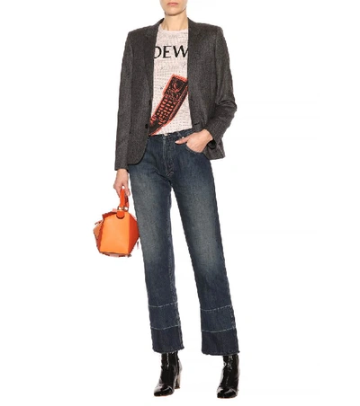 Shop Loewe Embroidered High-waisted Jeans In Female