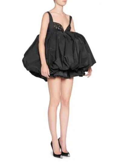 Shop Saint Laurent Silk Sweetheart Puff Dress In Black