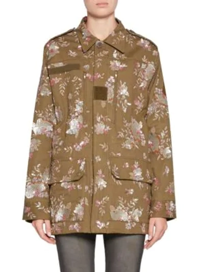 Shop Saint Laurent Floral Embroidered Military Jacket