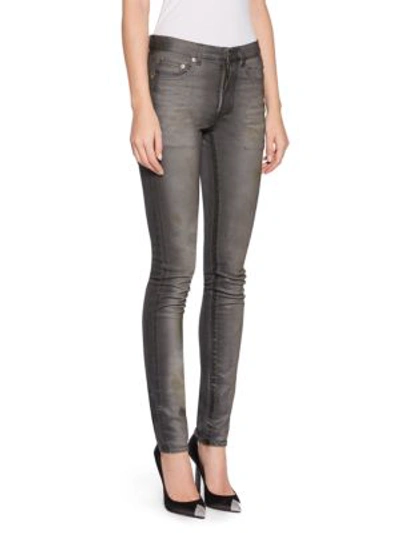 Shop Saint Laurent Coated Dirty Skinny Jeans In Coated Grey