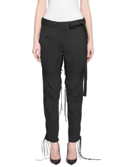 Shop Saint Laurent Belted Lace-up Army Pants In Black