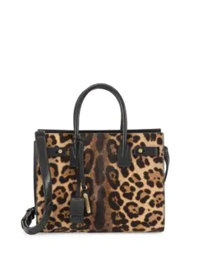 Shop Saint Laurent Baby Soft Sac De Jour Leopard Leather Crossbody Bag In Natural