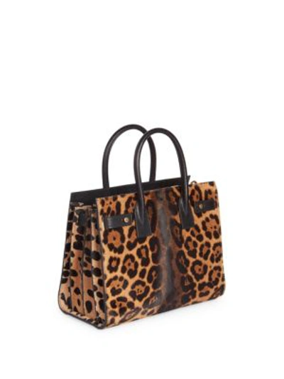 Shop Saint Laurent Baby Soft Sac De Jour Leopard Leather Crossbody Bag In Natural