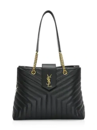 Saint Laurent Loulou Large Quilted Leather Shoulder Bag In Black /gold ...