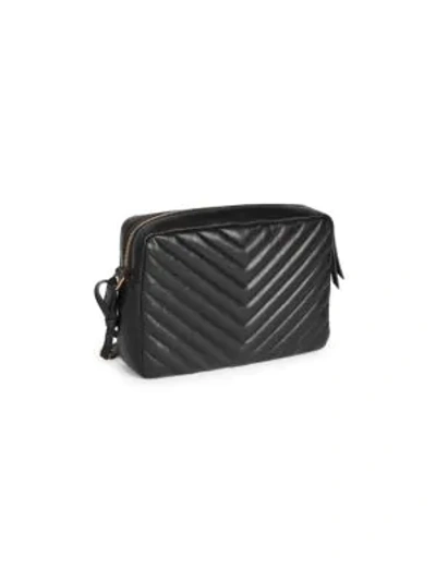 Shop Saint Laurent Small Leather Matelasse Monogram Lou Camera Bag In Black