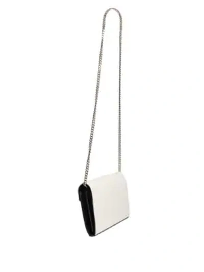 Shop Saint Laurent Bi-color Leather Wallet On A Chain In Pearl White