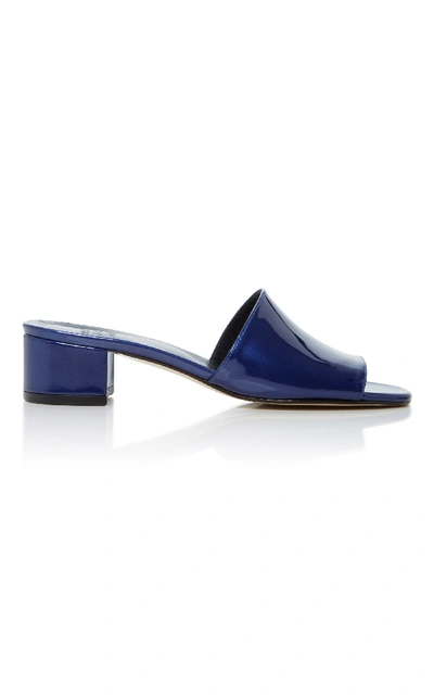 Shop Maryam Nassir Zadeh Sophie Patent-leather Slides In Blue