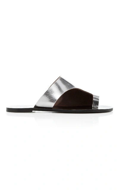 Shop Atp Atelier Rosa Leather Sandals In Silver