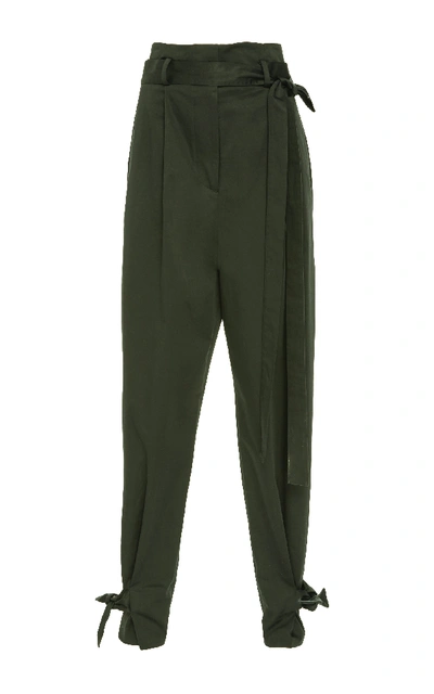 Shop Rosetta Getty Knotted High Rise Trousers In Green