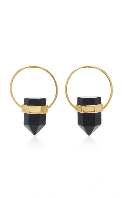 Shop Isabel Marant Gold-plated Brass And Agate Crystal Earrings In Black