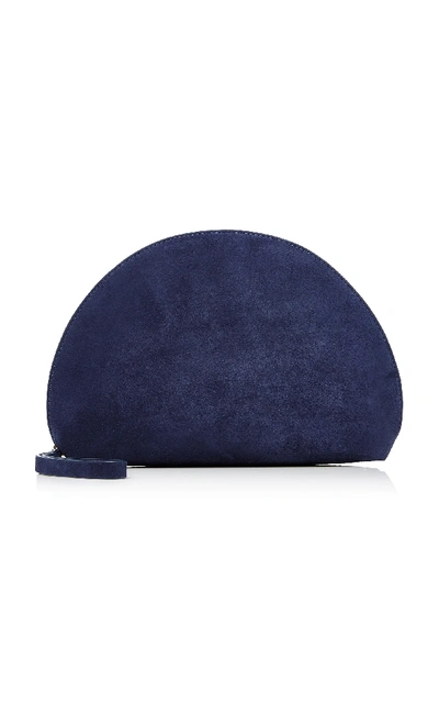 Shop Mansur Gavriel Mini Moon Suede Clutch In Blue