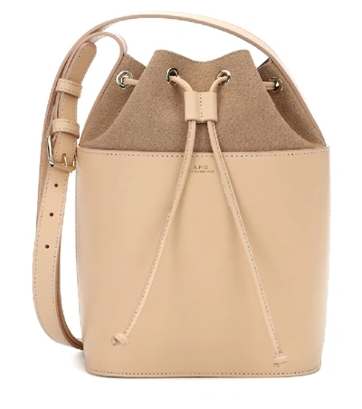 A.p.c. Claire Leather And Suede Bucket Bag In Beige Natural ModeSens