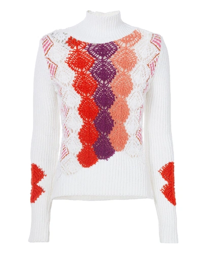 Shop Peter Pilotto Multicolored Crochet Turtleneck Sweater