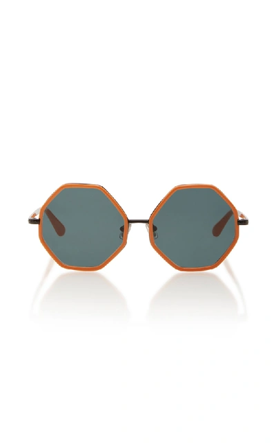 Shop Rosie Assoulin Large Octagon Sunglasses In Orange