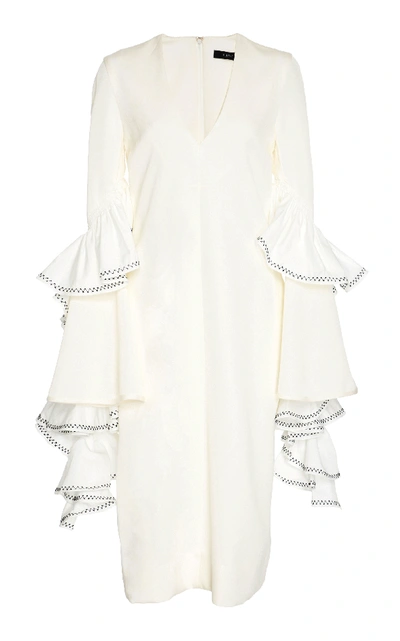 Shop Ellery Molotov Ruffle Sleeve Dress In White