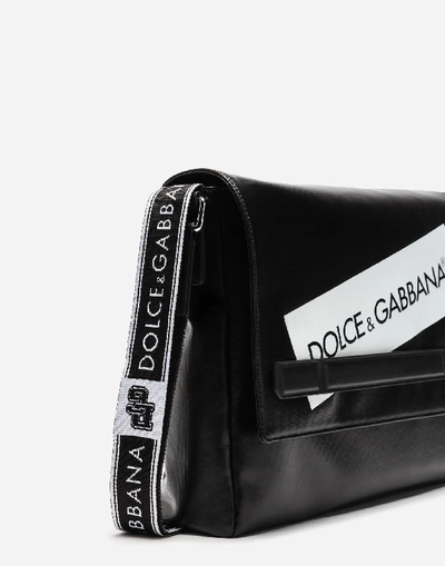 Shop Dolce & Gabbana Coated Canvas Mediterraneo Messenger Bag In Black