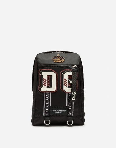 Shop Dolce & Gabbana Nylon Backpack With Patch In Black