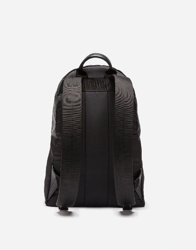 Shop Dolce & Gabbana Vulcano Backpack In Nylon With Logo Patch In Black