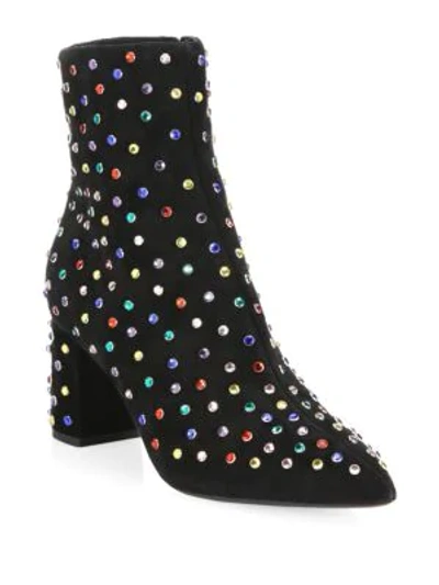 Shop Saint Laurent Betty Stras Jeweled Mid Calf Boots In Multi