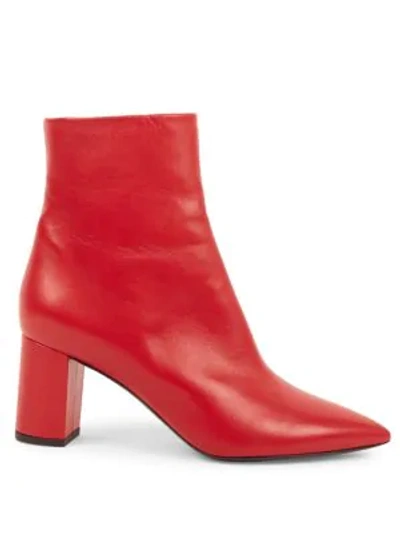 Shop Saint Laurent Betty Leather Mid Calf Boots In Red