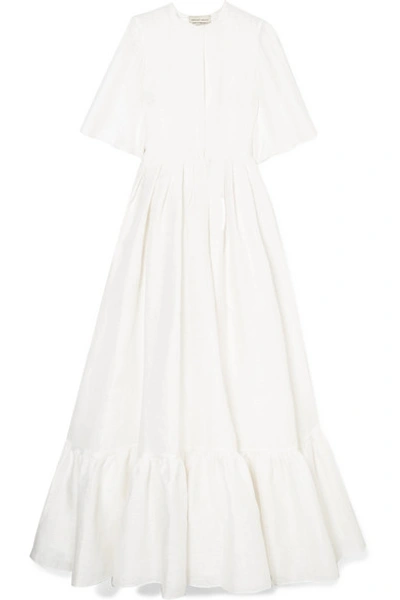 Shop Merchant Archive Linen, Cotton And Silk-blend Jacquard Gown In White