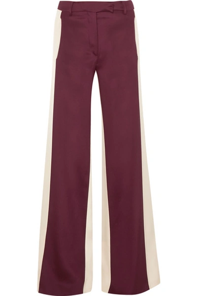 Shop Valentino Silk-satin Wide-leg Pants In Burgundy